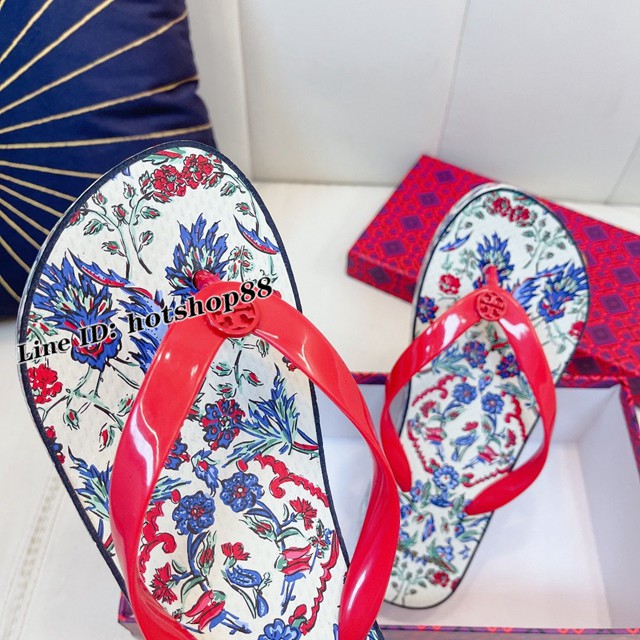 TORY BURCH2021年夏季新款女款坡跟人字拖TB官方春夏季主打款女士人字拖 dx2372